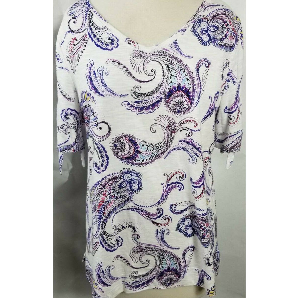Chicos Short Sleeve Blouse Size 2 Large